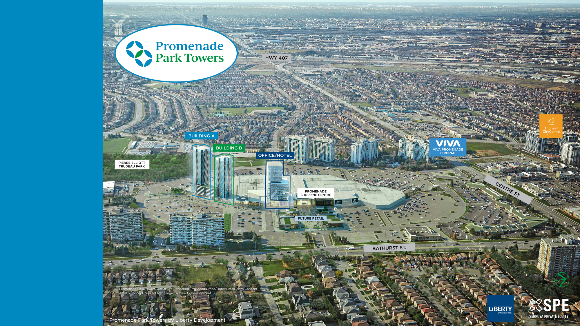 Promenade Park Towers - Aerial Rendering by Liberty Development